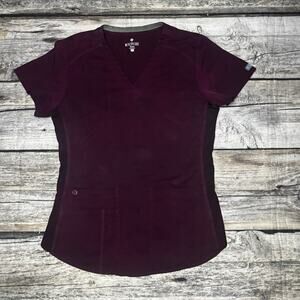Women’s Med Couture Touch V-Neck Top Wine Red Size XS